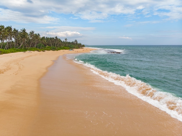 Widok z lotu ptaka na plażę tangalle sri lanka z góry