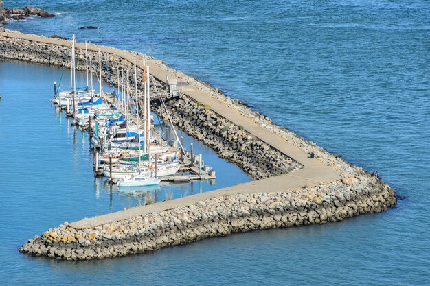 Zdjęcie widok z lotu ptaka na port w san francisco