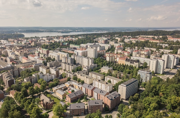 Widok z lotu ptaka na Tampere, jedno z największych miast Finlandii