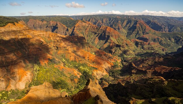 Widok Z Lotu Ptaka Na Wodospad Waipo'o I Krajobraz Kanionu Waimea W Kauai Z Lotu Helikopterem