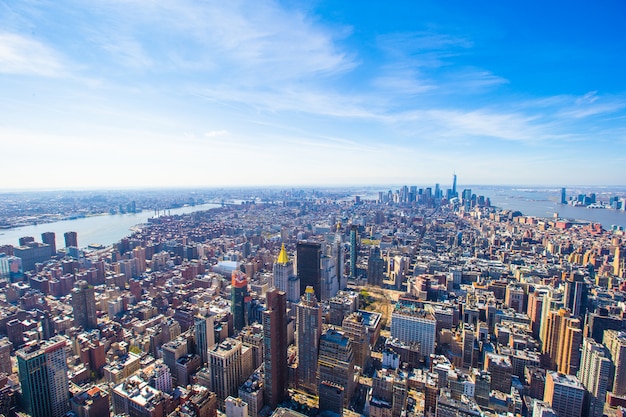 Widok z lotu ptaka panoramę Manhattanu w Nowym Jorku