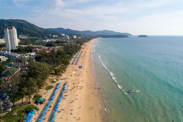 Widok z lotu ptaka piasek plaża Phuket Tajlandia