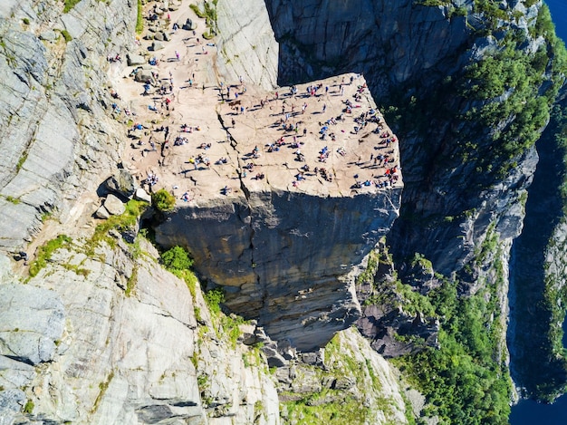 Widok Z Lotu Ptaka Preikestolen Lub Prekestolen Lub Pulpit Rock, Norwegia