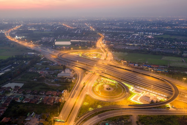 Widok Z Lotu Ptaka Skrzyżowań Autostrad.