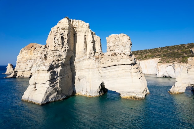 Widok Z Lotu Ptaka Słynnej Skały Na Plaży Kleftico, Milos, Grecja