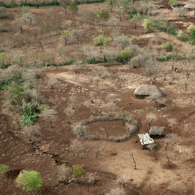 Widok z lotu ptaka Tanzański dom, Afryka