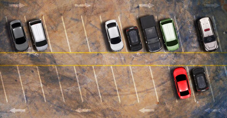 Widok z lotu ptaka widok z góry na parkingu