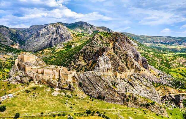 Widok z lotu ptaka Yeni Kale, zamku w Kahcie, prowincja Adiyaman w Turcji