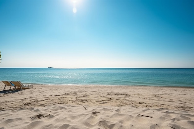 Widok z plaży na ocean i plażę