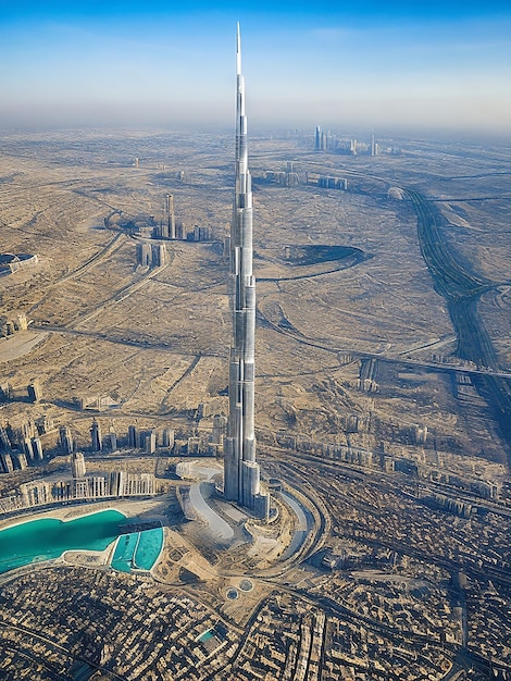 widok z powietrza Burj Khalifa