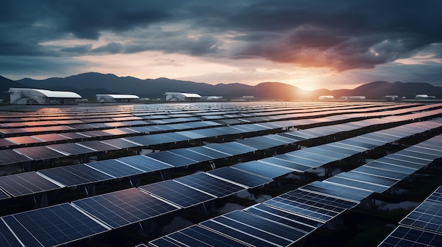 Widok z powietrza fotowoltaicznego ekologicznego Solarpark odnawialnego źródła energii elektrycznej