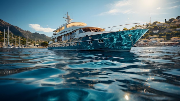 Widok z powietrza luksusowego statku wycieczkowego na tropikalnej wyspie Koncepcja luksusowej podróży
