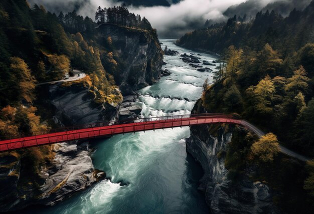 Widok z powietrza mostu GOMS w Szwajcarii