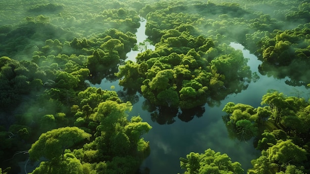 Widok z powietrza na baldachim lasu Serene