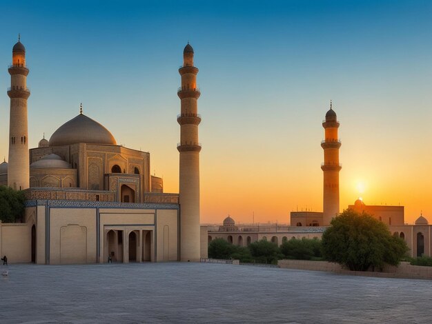 Zdjęcie widok z powietrza na historyczną drogę jedwabiu w bukhara w uzbekistanie