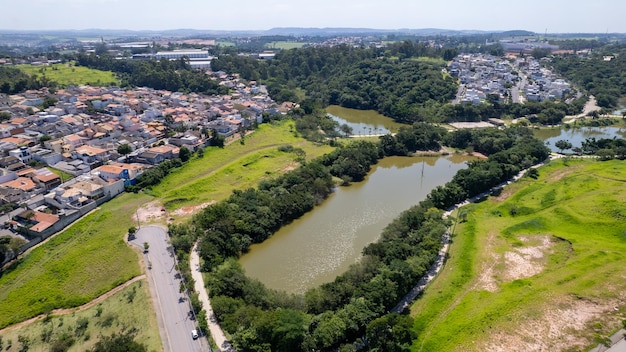 Widok z powietrza parku Engordadouro w mieście Jundiai Sao Paulo w Brazylii