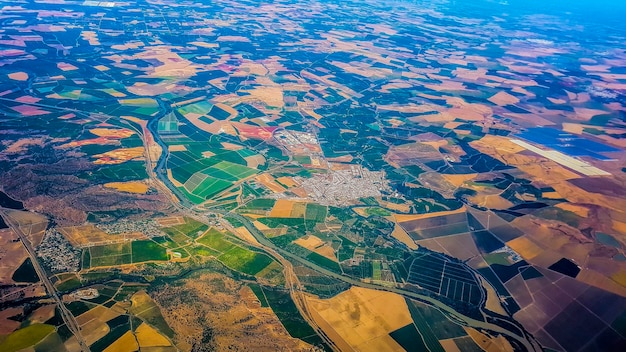 Zdjęcie widok z powietrza pola rolniczego