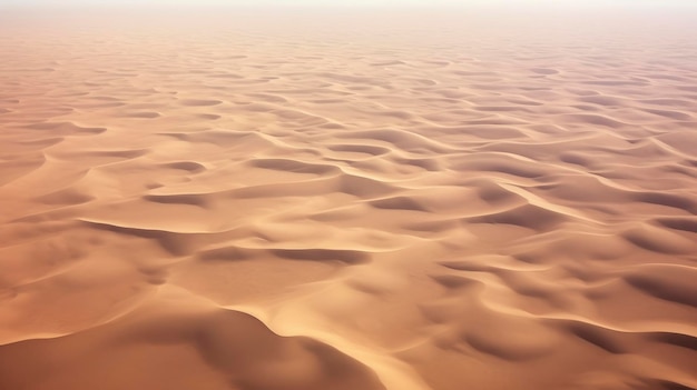 Widok z powietrza rozległej pustyni stworzonej za pomocą technologii generatywnej sztucznej inteligencji