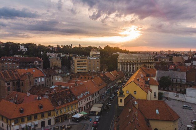 Zdjęcie widok z powietrza starego miasta zagrebu