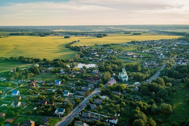 Zdjęcie widok z powietrza z balonu gorącego powietrza