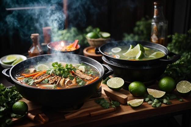 widok z przodu azjatycki makaron ramen podniesiony na pałeczkach na ciemnym stole