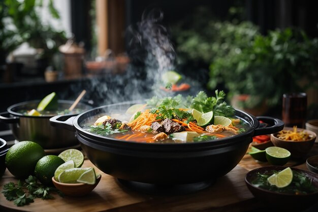 widok z przodu azjatycki makaron ramen podniesiony na pałeczkach na ciemnym stole