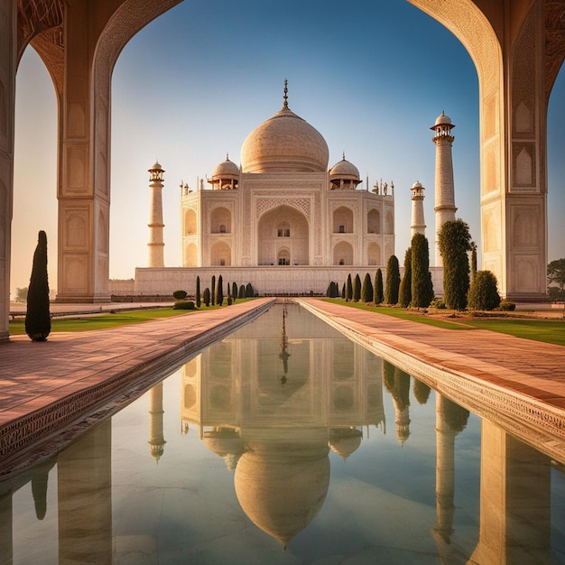Widok z przodu i widok z boku Taj Mahal HD