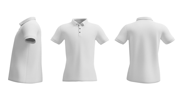 Widok z przodu i z tyłu koszulki polo koloru białego Mockup design clipping path rendering 3D