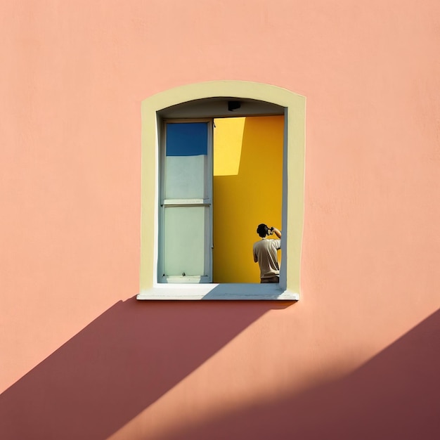 widok z przodu kolorowego domu w minimalistycznym stylu efekt wizualny photo Generative AI