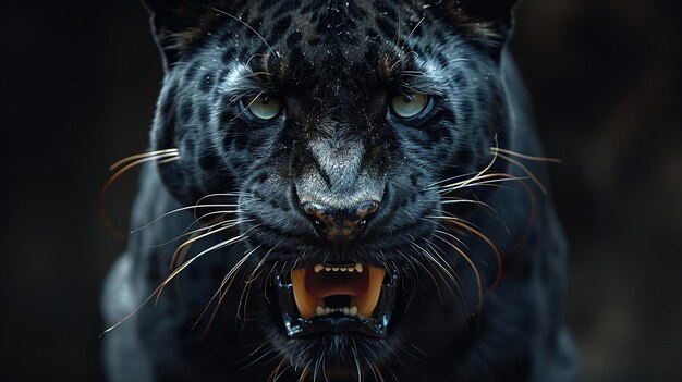 Widok z przodu na ciemnym tle Seria filmów Predator Generative Ai Panthers
