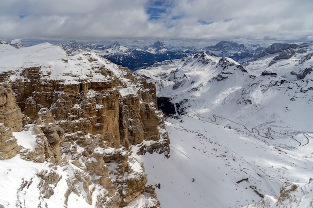 Widok Z Sass Pordoi W Górnej Części Val Di Fassa