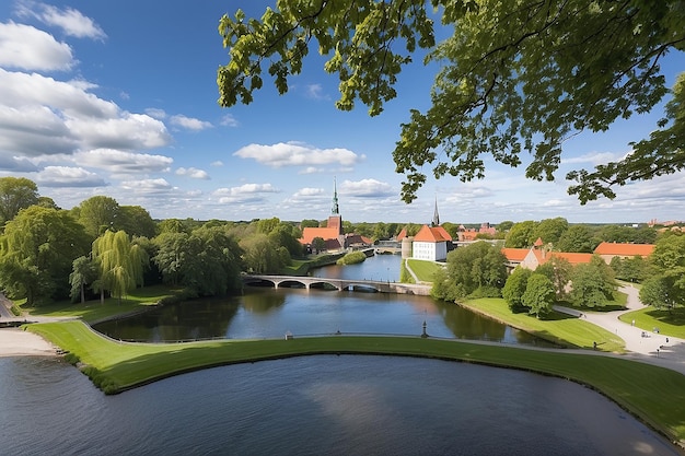 Zdjęcie widok z twierdzy kastellet na mostek bramy królewskiej i kościół św. albana