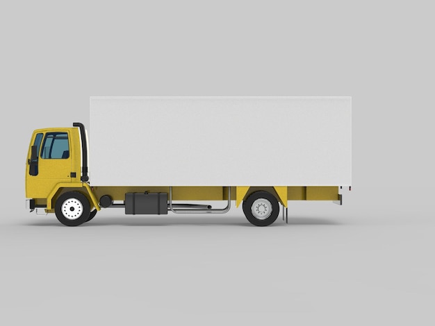 Widok z tyłu Ilustracja 3D pustej lekkiej ciężarówki handlowej z tylnymi drzwiami otwartymi na białym tle