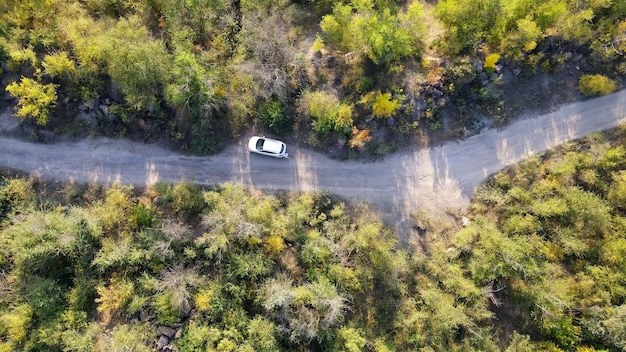 Widok z wysokości samochodu i drogi przez step