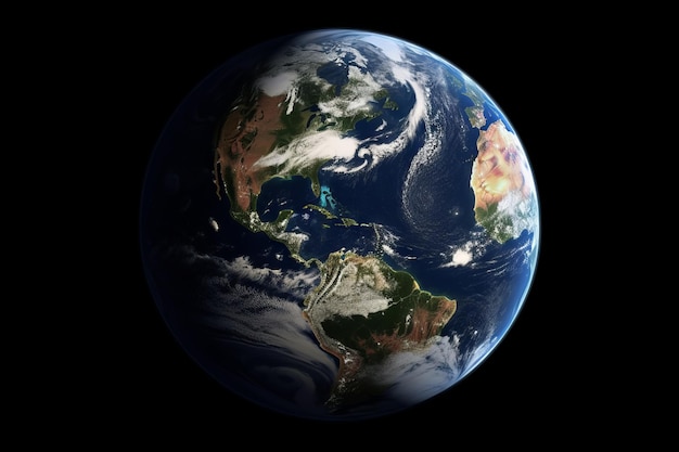 Widok Ziemi z kosmosu Zapierająca dech w piersiach perspektywa Generatywna sztuczna inteligencja