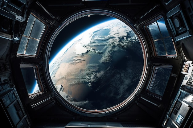 Widok Ziemi z okna stacji kosmicznej
