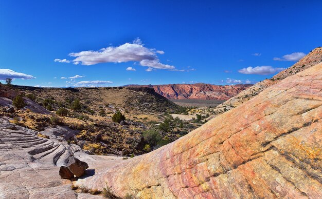 Widoki na kanion śnieżny z szlaku turystycznego Jones Bones St George Utah Zions National Park USA.