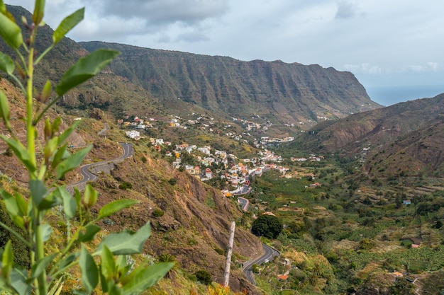 Widoki Z Miradora W Wiosce Hermigua Na Północy Wysp Kanaryjskich La Gomera