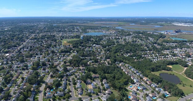 Zdjęcie widoki z powietrza na przedmieścia new jersey