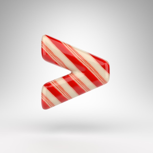 Więcej niż symbol na białym tle. Candy cane 3D świadczonych znak z czerwonymi i białymi liniami.