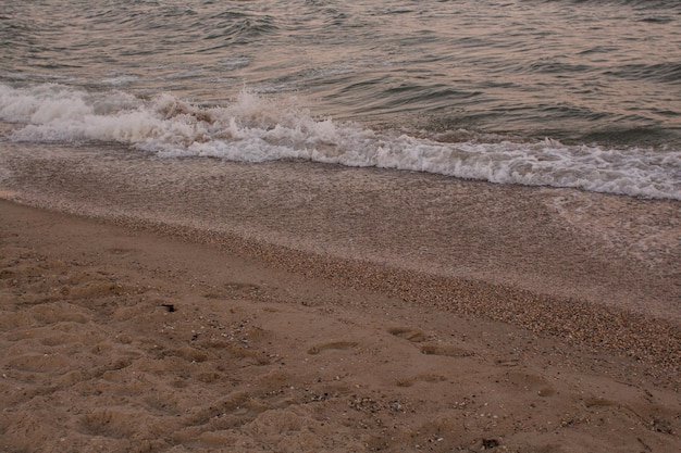 Wieczorem piaszczysta plaża morska