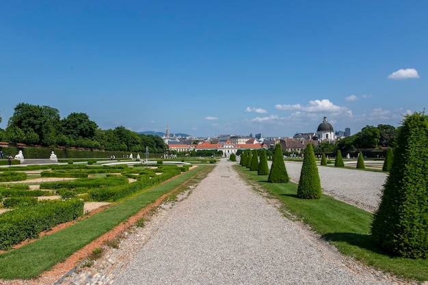 Wiedeń Austria 15 czerwca 2023 Widok na ogrody Belvedere w Wiedniu