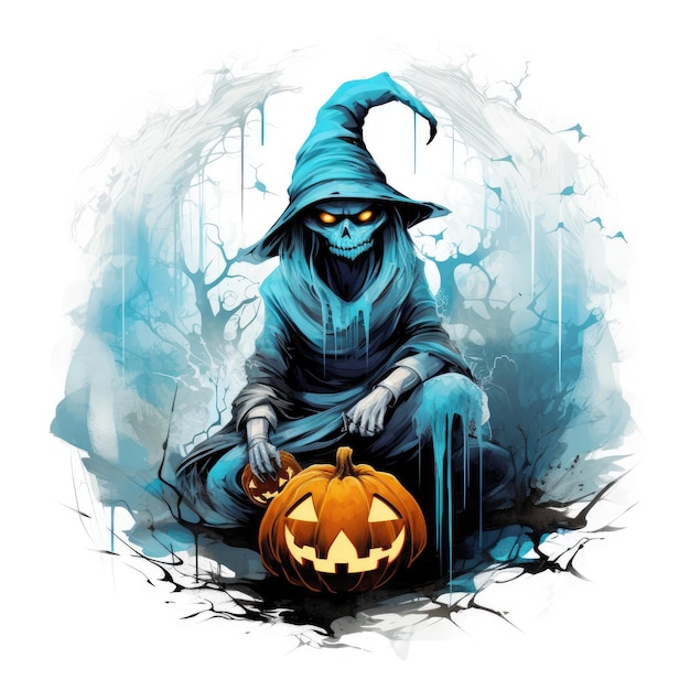 wiedźma czarownica halloween ilustracja potwór przerażający horror izolowany wektor clipart uroczy