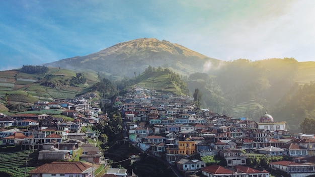 wiejskie widoki na zboczach gór. Kaliangkrik Magelang Indonezja