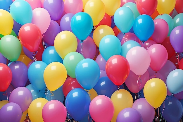 Wiele kolorowych balonów jako tło