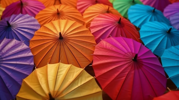 Wiele kolorowych parasoli Tęczowa ochrona dumy gejowskiej Generacyjna sztuczna inteligencja