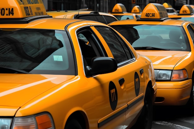 Wiele nowojorskich taksówek