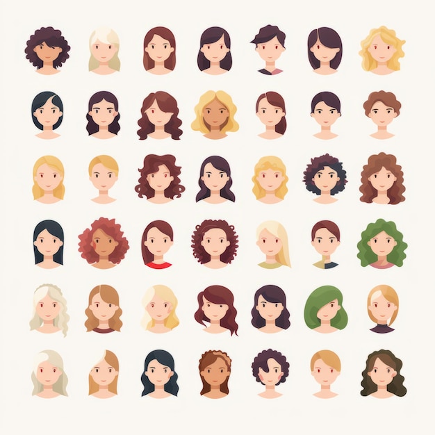 Wiele różnych rodzajów włosów kobiecych.