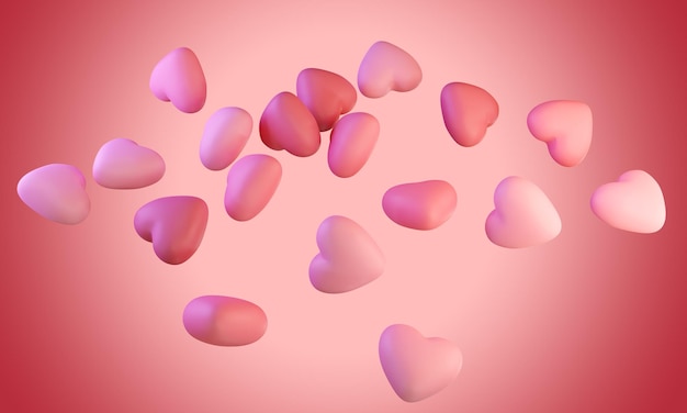 Zdjęcie wiele różowych serc ilustracji 3d