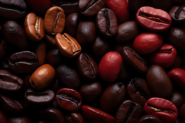 wiele ziaren kawy na kolorowym tle